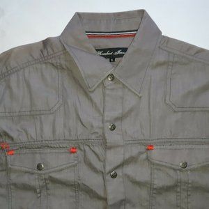 Knockout Denim Products Embroidered Snap Button Shirt Men's Size XL GRAY EUC